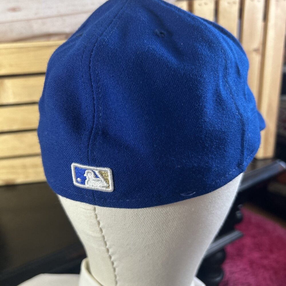 New Era 59Fifty KC Kansas City Royals Fitted Baseball Hat Size 7 3/8 Blue Black - Picture 3 of 6